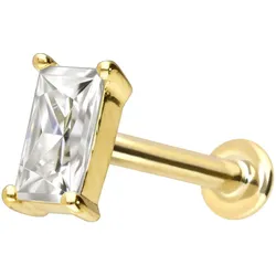 14 Karat Gold Labret mit Innengewinde MOISSANIT-RECHTECK