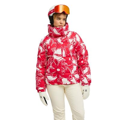 Snowboardjacke ROXY "Snow Winter Rebel 10K", Damen, Gr. L, rot (barberry floral flurries), Obermaterial: 100% Polyester., Jacken Snowboardjacke