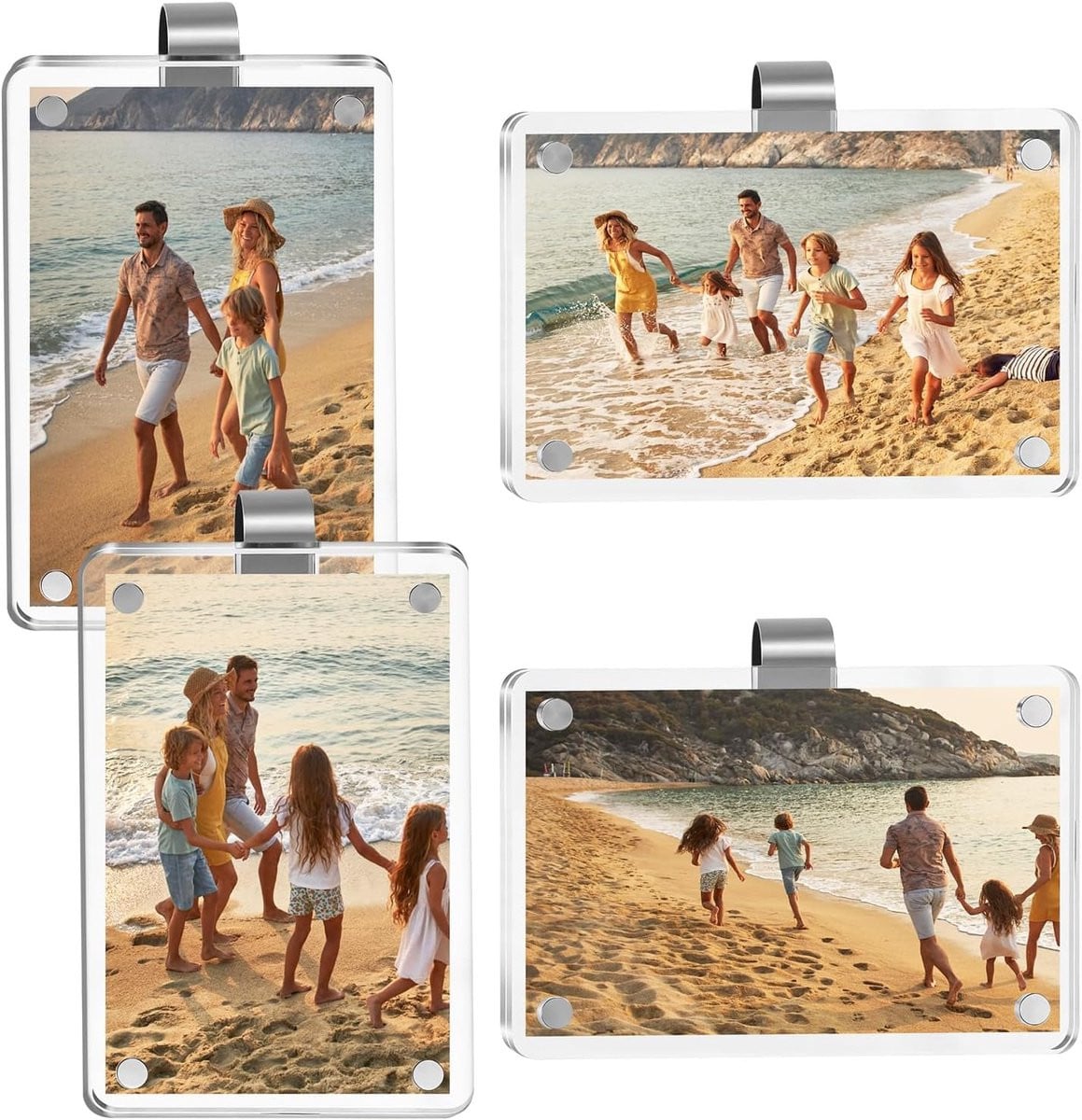 Set van 4 gepersonaliseerde acryl autofotohouders voor mooie herinneringen