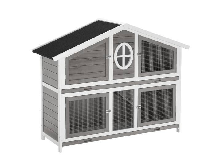 Kaninchenstall Holz BUNNIX 140 x 53 x 110 cm grau/weiss