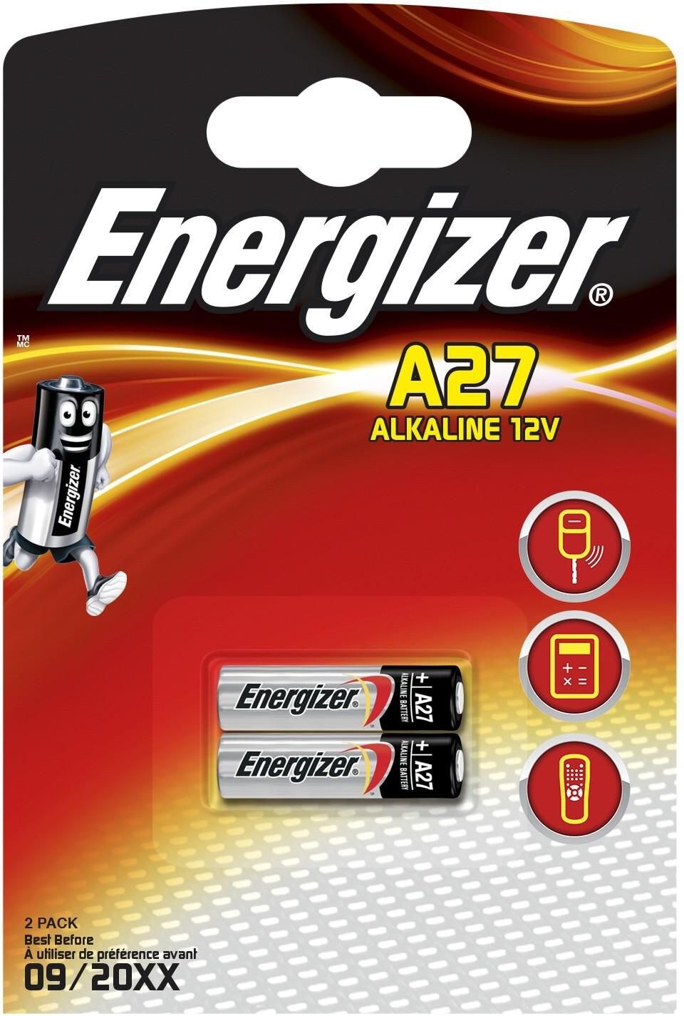 Energizer A27 12V Alkaline Battery (MN27, 27A), 2 Pack