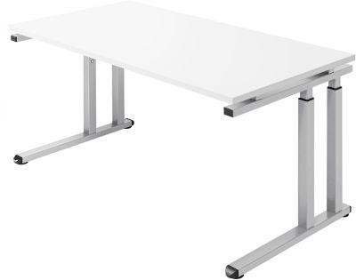 Schäfer Shop Select Schreibtisch SET UP, C-Fußgestell, 1600x800, weiß/weißalu