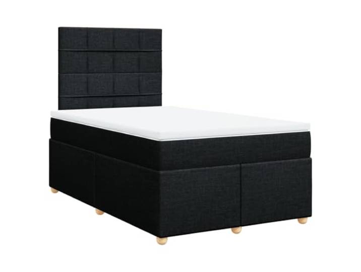 PUGYNBK Boxspringbett, 120 x 200 cm, mit schwarzer Stoffmatratze Verstellbares Kopfteil, Taschenfedern, waschbarer Matratzenschoner, Lattenrost