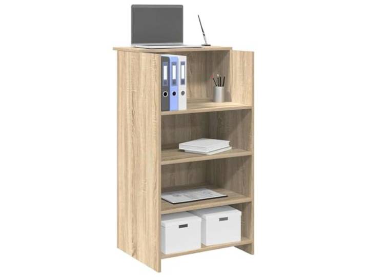 Empfangstresen Eiche 55 x 50 x 103,5 cm, Sonoma- Holzwerkstoff Sonoma Eiche integriertes Regal mit 20 kg Tragkraft, für Firmenbüros und Hotellobbys, Gesamtmaße, Holzwerkstoff