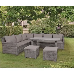 Garden Pleasure Ecklounge OVIEDO, Aluminium / Polyrattan / Kissen 100 % Polyester