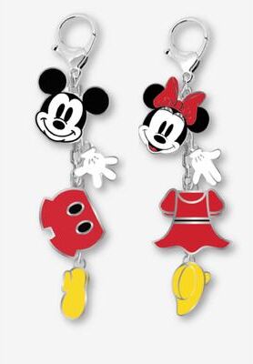 Women's Disney Mickey & Minnie Mouse Enamel Bag Charm Key Chains 2-Pack Gift Set by Disney in Black (Size ONE SIZE)