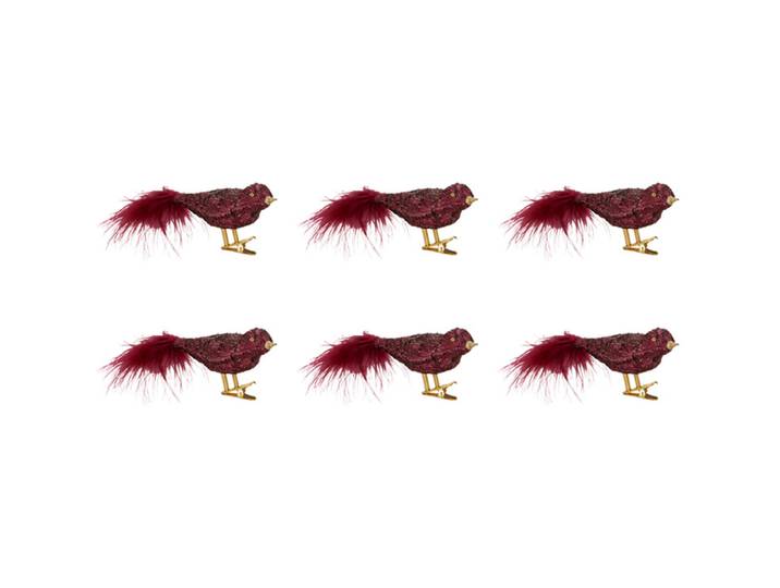 Weihnachtskugel Form Vogel Clip 6er Set - Farbe: rosa - Material: Glas - 949
