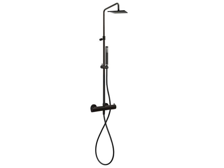 B-Way Colonne de douche + Mitigeur thermostatique + Douchette + Flexible + Douche de tête, Noir mat (SATBWSST)