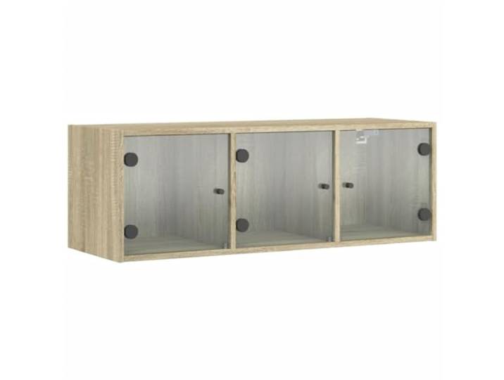 HKLGBVCR Wandschrank mit Glastüren Sonoma-Eiche, 102 x 37 x 35 cm Holzwerkstoff, Aufbewahrungsfächer, Wandbefestigung, optimierter Bodenraum, Designwand