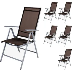 Mojawo, Gartenstühle, 6er Set Garten Klappstuhl Aluminium - Textilen Silbergrau/Schokobraun