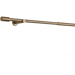 Ondeco Gardinenstange ausziehbar 1-lauf Wandmontage Endstück Rille 16/19 mm mit Ringen Farbe: Gold, Größe: 210-400 cm