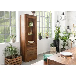 Vitrine Sheesham 70x40x202 walnuss gewachst TORONTO #210