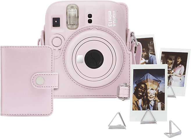 REACONDICIONADO Seminuevo Excelente Kit cámara instantánea - Fujifilm Instax Mini 13, Funda cuero sintético + Álbum de fotos Clips, Rosa
