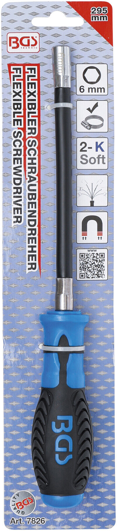 BGS Flexibler Sechskant-Schraubendreher 7826, SW 6 mm ; BGS technic)