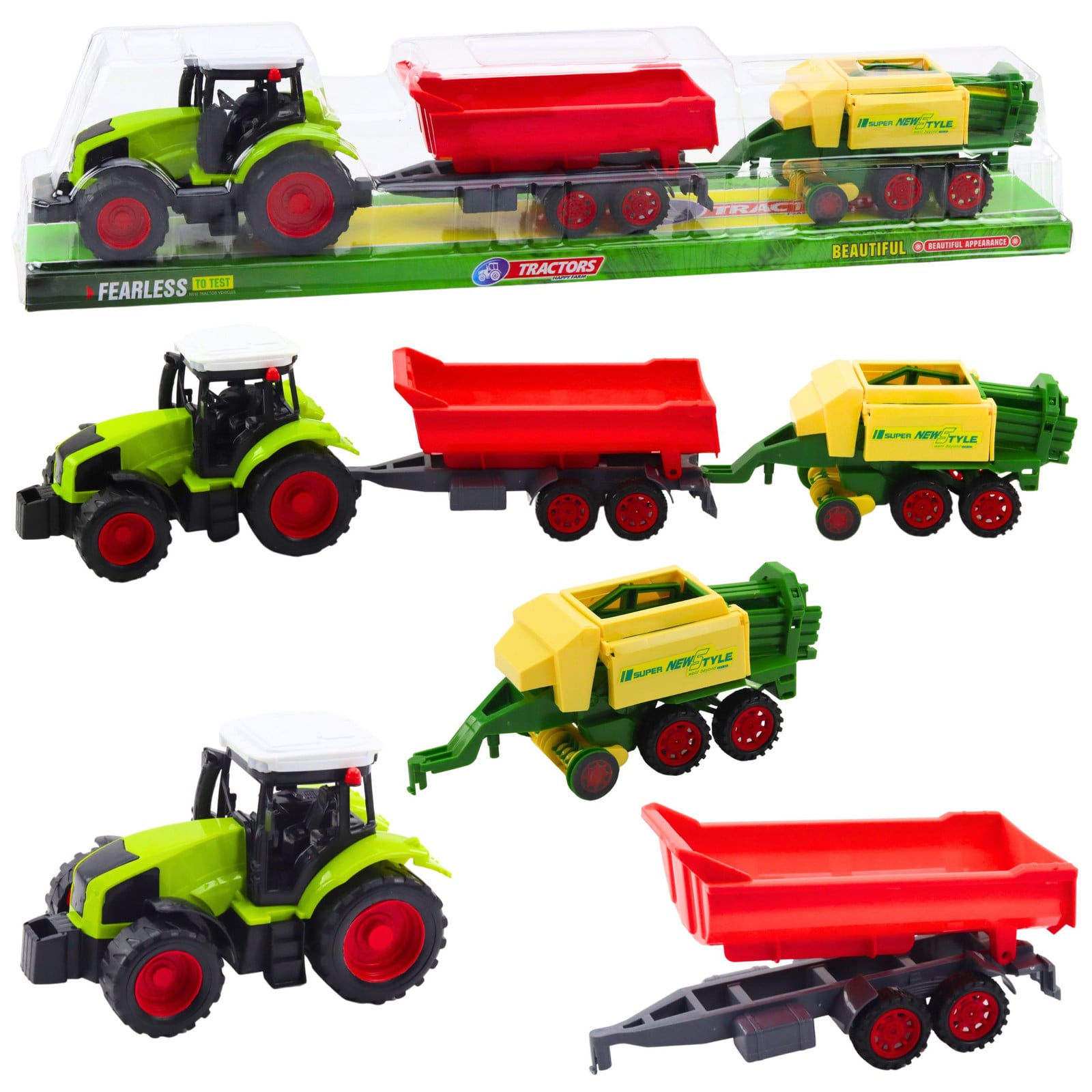 Lean Toys Landbouwtrekkeraanhangwagen Set