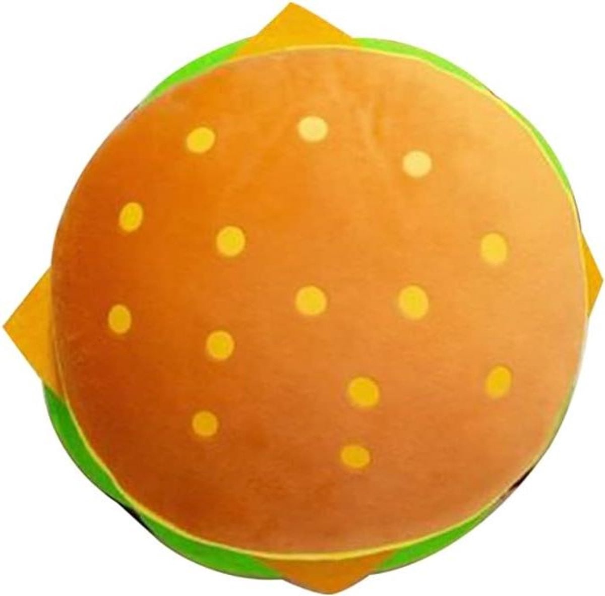Oranje Cartoon Burger Kussen - Pluche Hamburger Decoratie voor op de Bank - 30 cm