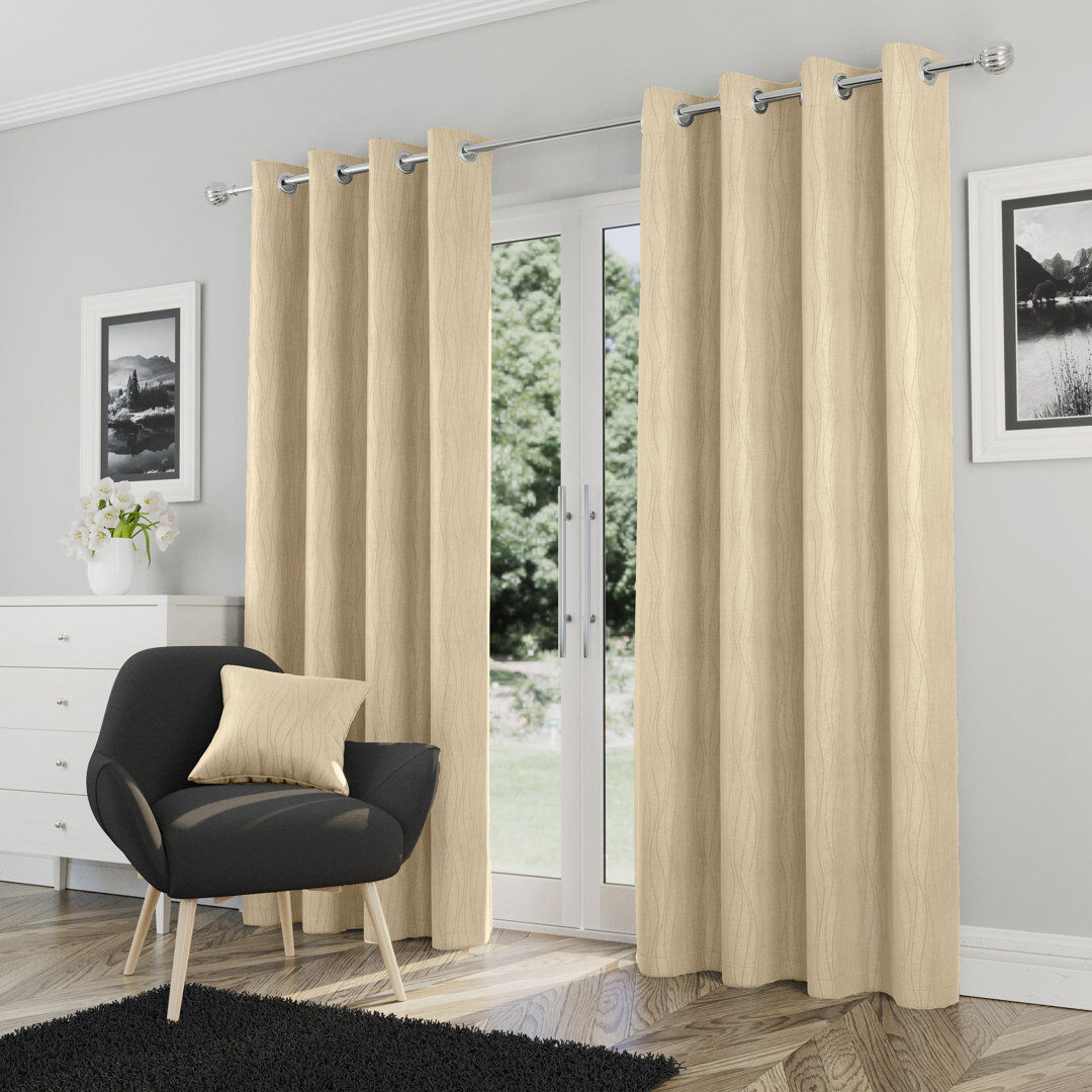Ivy Bronx Room Darkening Curtain Pair Cream 229cm Width x 183cm Drop