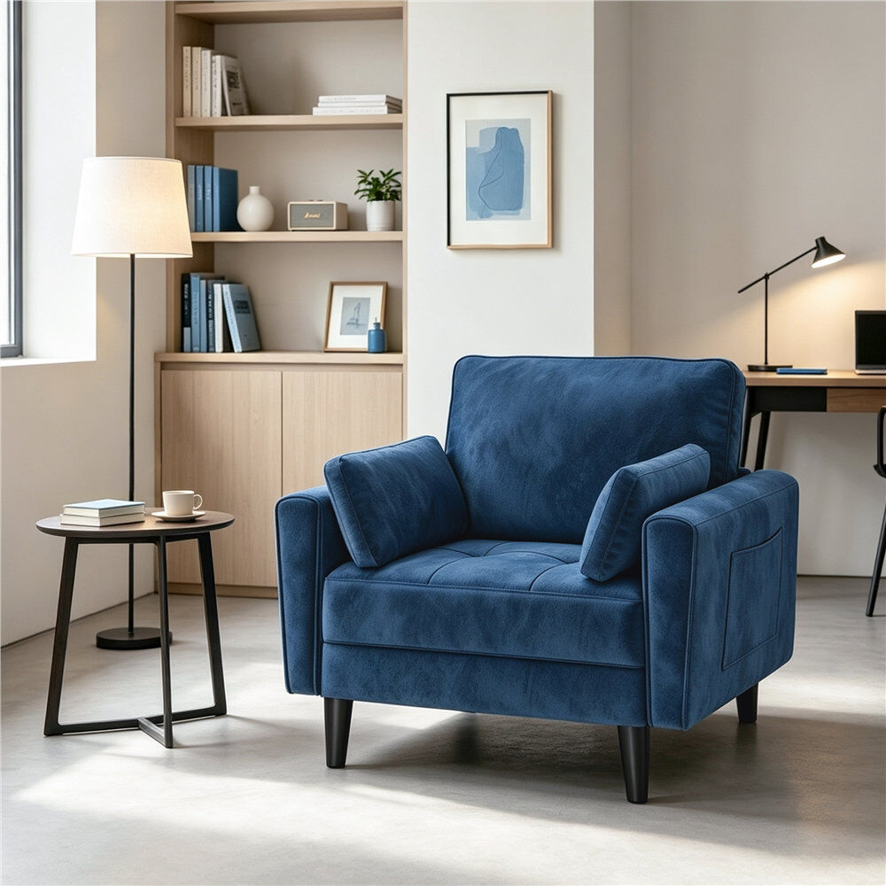 Yaheetech Upholstered Accent Chair Blue 85.5cm H X 101cm W X 74cm D