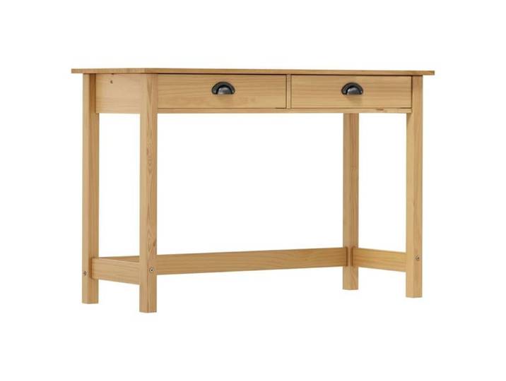 Table console en pin massif - - 110x45x74 cm - Marron miel - 2 tiroirs - Poignées de tasse - Compacte - Durable
