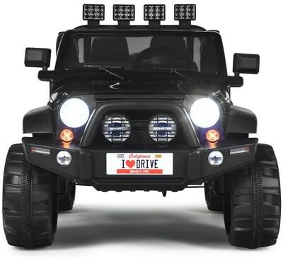 Costway 12V 2-Seater Ride on Car Truck with Remote Control and Storage Room-Black