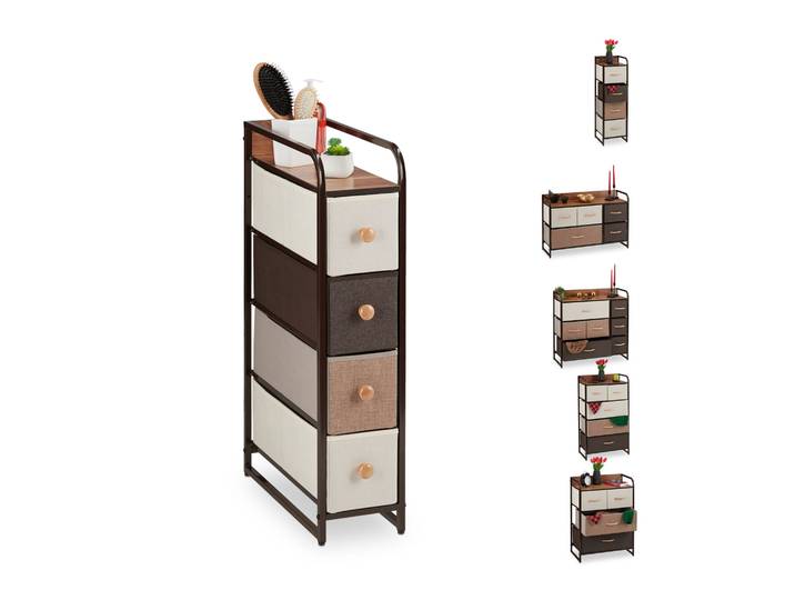 Schubladenschrank Design E Beige-Braun-Hellbraun