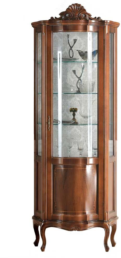 Pharao24.de Standvitrine im Barock Design Nussbaum furniert