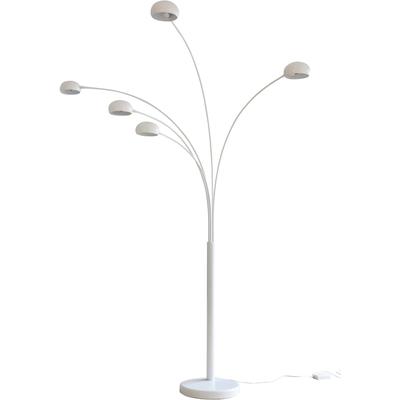 SALESFEVER Stehlampe "Flemming", weiß, 5, H: 205cm, 1 Stk., Leuchten, 5 bewegliche Arme, Dimmschalter, echter Marmorfuß, Stehlampe
