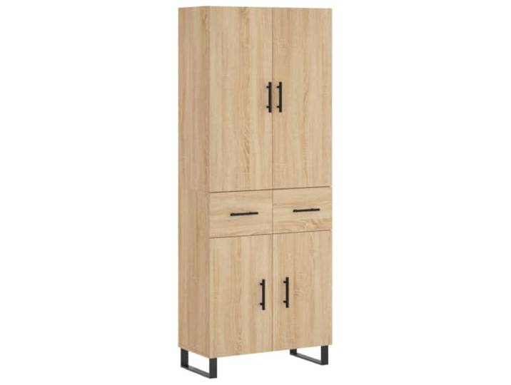 PUGYNBK Hoher Kommode, Sperrholz, Eiche, 180 cm 69,5 x 34 cm, Metallbeine, stabil, feuchtigkeitsbeständig, geräumige Aufbewahrung