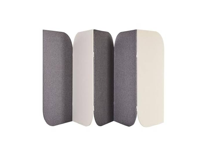 Beliani Akustik Büro Raumteiler 5-teilig 400x160 cm aus Stoff und Stahl grau/beige Shady