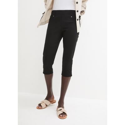 Caprihose BONPRIX, Damen, Gr. 40, N-Gr, schwarz, Web, Obermaterial: 73% Viskose, 23% Polyamid, 4% Elasthan, slim fit, Hosen Caprihose, aus überwiegend Viskose, mit Elasthan-Anteil, figurnahe Passform