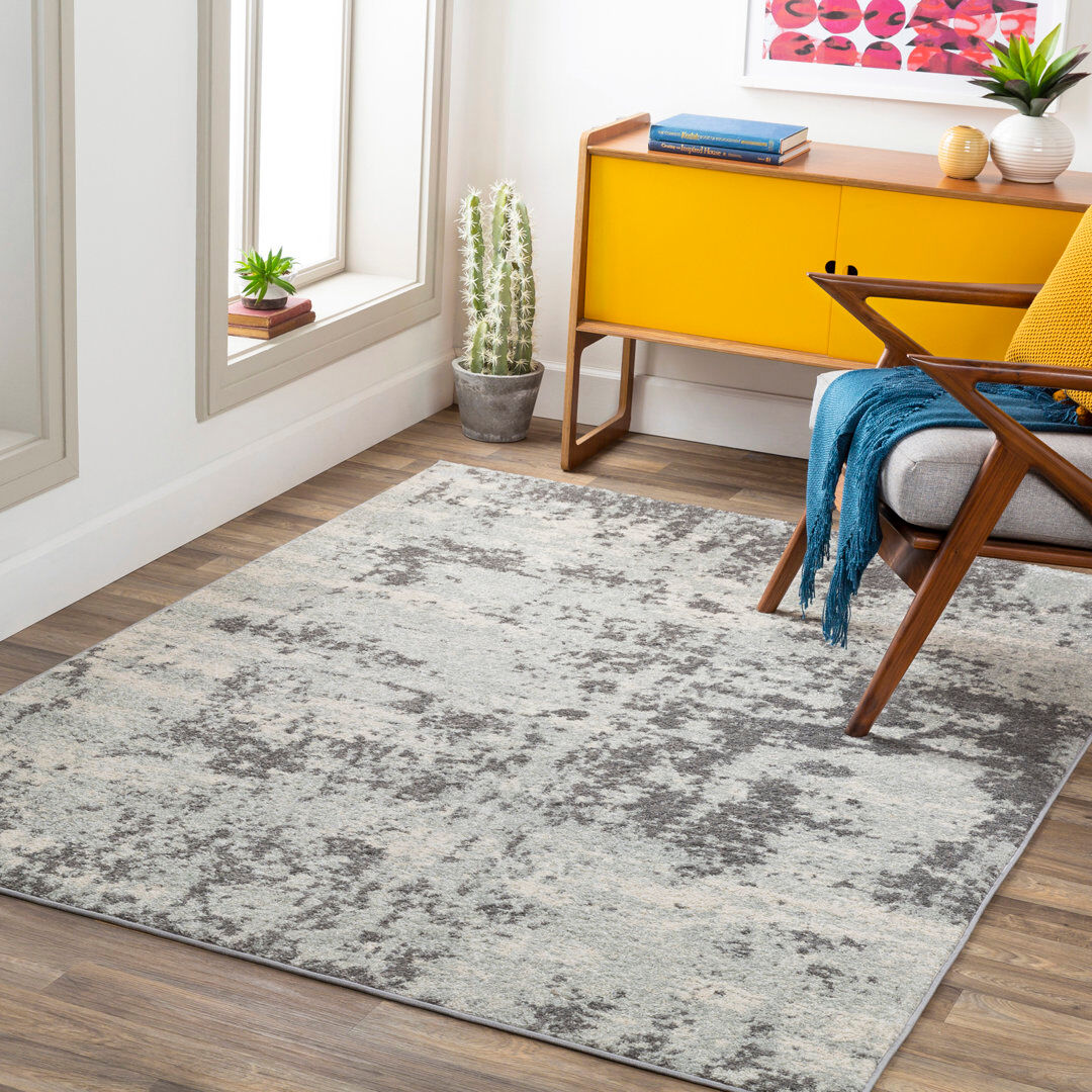Borough Wharf Airan Abstract Area Rug Off-White;Charcoal;Gray Rectangle 160 x 220cm
