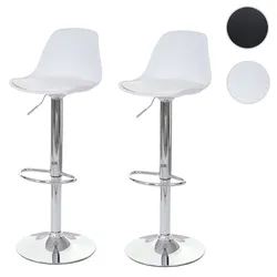 2er-Set Barhocker HWC-B14, Tresenhocker Barstuhl Drehhocker, Kunstleder ~ weiß