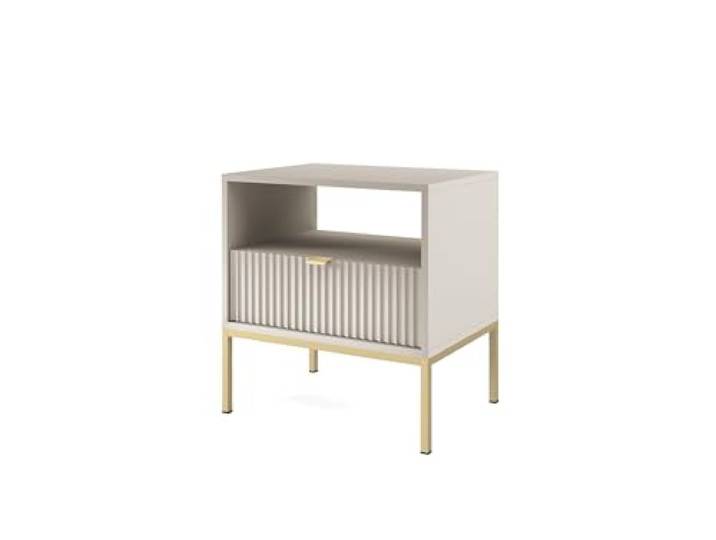 Chilly. Möbel Design Nachttisch Font 54x56x39 cm - Modern Nachtschrank zum Schlafzimmer - EIN praktischer Commode aus Spanplatten - Beige Kaschmir