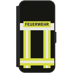 Nivocase Klapphülle für Apple iPhone 16e Handyhülle aus Kunst Leder NIVOflip schwarz Beruf Feuerwehr (Apple iPhone 16e), Smartphone Hülle, Schwarz
