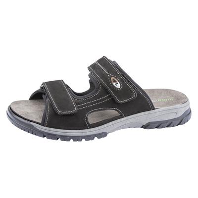 Pantolette WALDLÄUFER "Harald", Herren, Gr. 7, Textil, schwarz, Nubukleder, unifarben, Schuhe Pantolette, Sommerschuh, Schlappen, Klettschuh, in Weite H (= sehr weit)