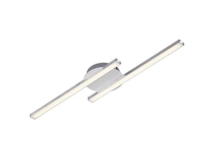 Briloner Leuchten Lampe de plafond LED – 2 barres lumineuses droites 2 x 6W – Lumière blanche chaude – Couleur gris aluminium