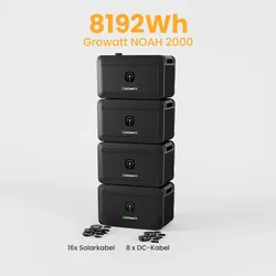 Growatt NOAH 2000 Batteriespeicher für Balkonkraftwerke, by Powerness - 4x Growatt NOAH 2000 | 8192Wh / Ohne 800W Growatt NEO / Selbstabholung