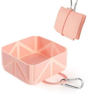 Uplift Essentials Silicone Collapsible Pet Travel Bowl Portable Food & Water Solution For Hiking & Camping pink