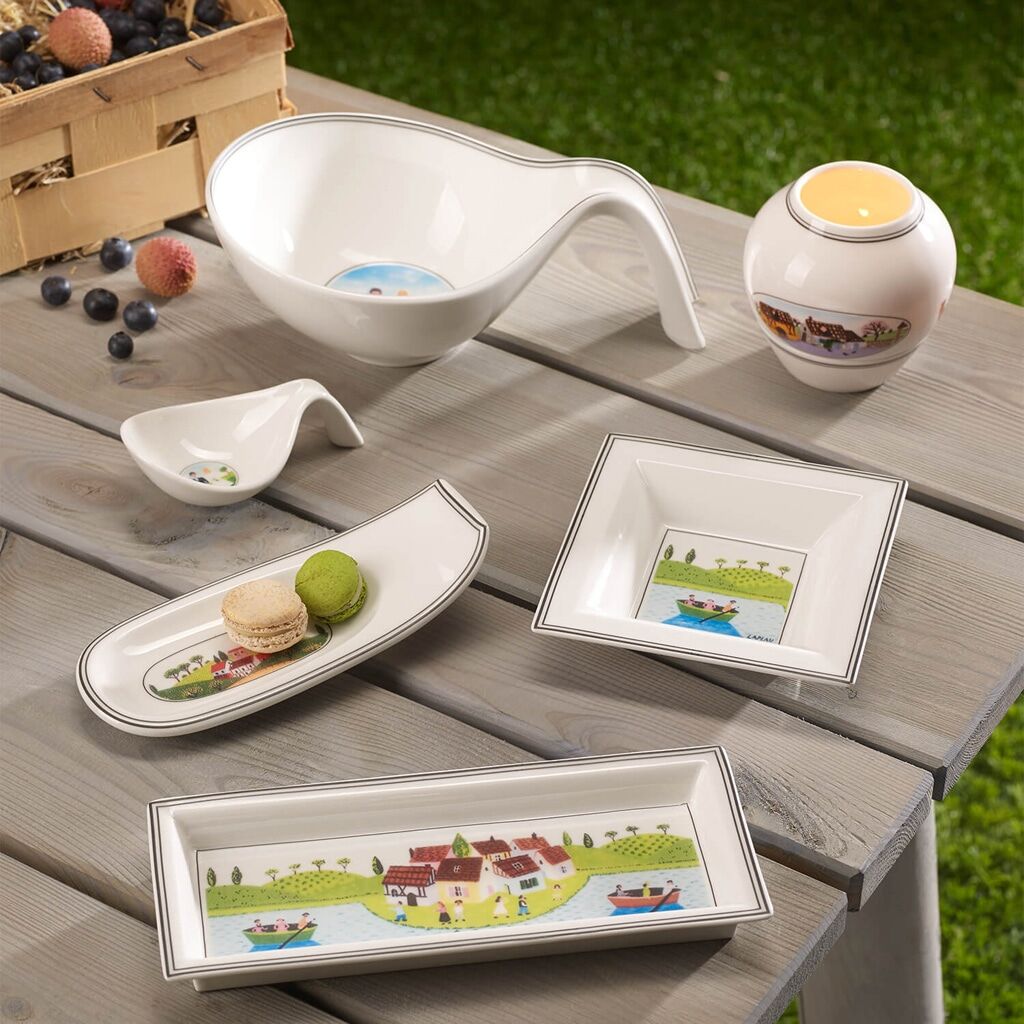 Schale VILLEROY & BOCH "Schale Quadrat Design Naif Gifts 14 x 14 cm bunt", bunt, Schüsseln, Schale