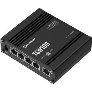 Teltonika Switch Gigabit, TSW100, TSW100000000, unmanaged, 5-Port, 1 Gbit/s, 4x PoE+