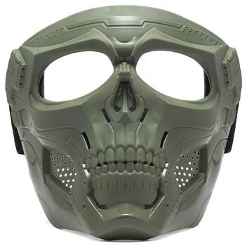 Perfect Picks Market Phantom Skull Motorcycle Face Mask With Tactical Goggles For Riding, Paintball & Outdoor Protection green 1