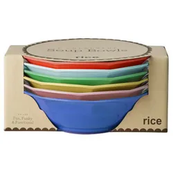 RICE Melamin Suppenschalen 6er-Set, Ø 18,5 cm, Höhe 5,5 cm, bunt