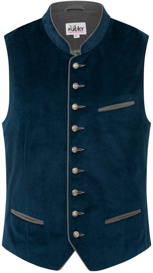 Trachtenweste NÜBLER "Trachtengilet Kurt", Herren, Gr. 52, blau, Obermaterial: 100% Polyester PES. 100% Polyester PES., Westen