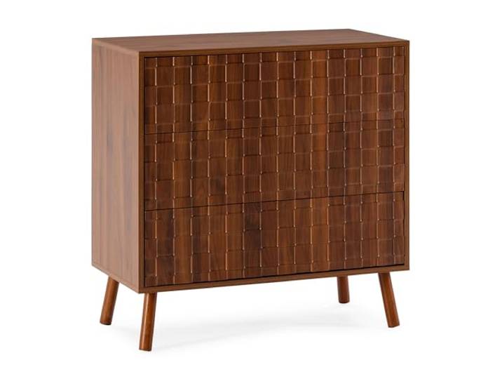 HOMN LIVING Kommode Canadá 3 schubladen Walnuss-Optik, Holzbeine, 80 cm (Breite) 40 cm (Tiefe) 80 cm (Höhe)