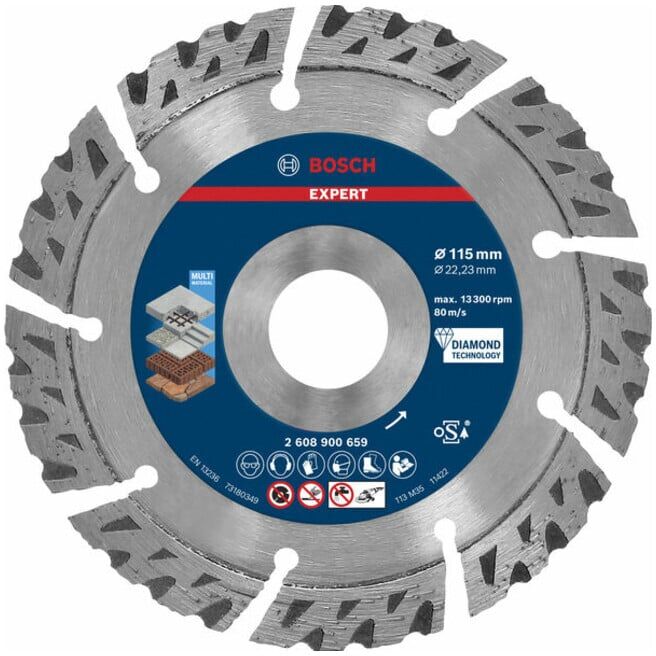 Disques de coupe diamantés BOSCH Expert MultiMaterial, 115 x 22,23 x 2,2 x 12 mm (2608900659)