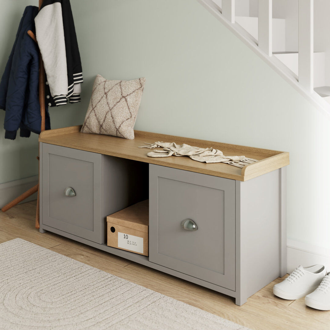 Zipcode Design Bryson Storage Bench Grey 56.6cm H X 130cm W X 39.5cm D