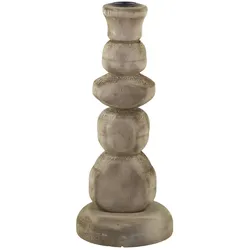 Chic Antique Kerzenständer aus Holz, H16/D12 cm