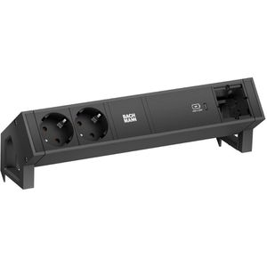 Bachmann Tischsteckdose Desk 2, mit 0,2m GST18 Kabel, klemmbar, schwarz, 2-fach, Custom & USB-C