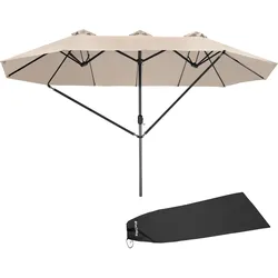 tectake Sonnenschirm Silia 460x270cm mit 3 Winddächern  Beige