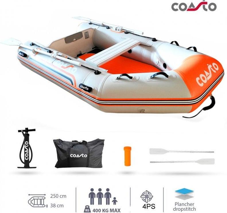 COASTO Schlauchboot mit Dropstitch Boden Dingi Beiboot Motorboot Ruderboot 250cm